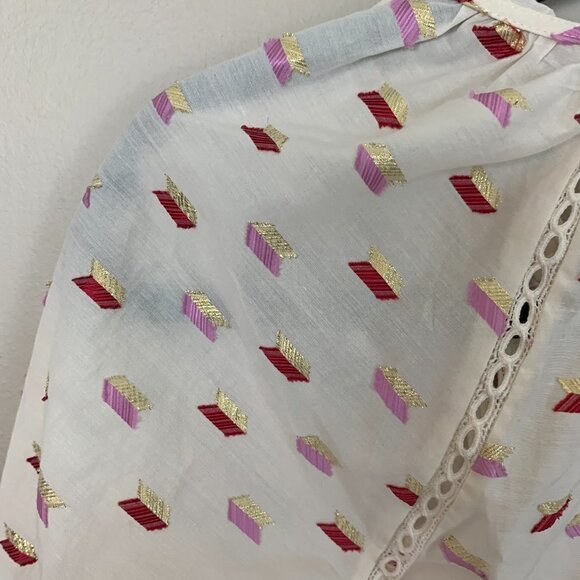 J. Crew Point Sur Cream Colored Popover Metallic Clip Dot Size Small - Picture 11 of 11